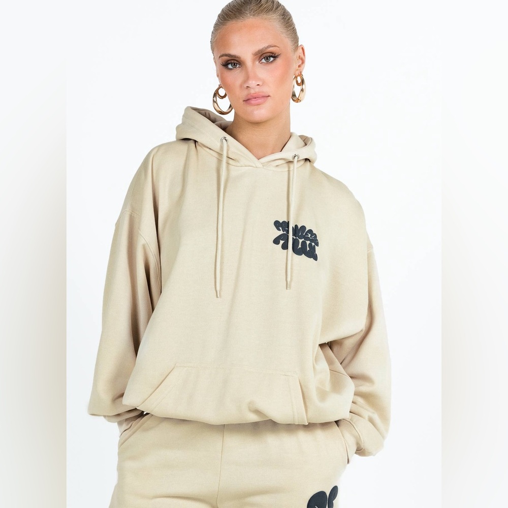 NWOT Princess Polly Hooded Sweatshirt Bubble Text Stone/Slate